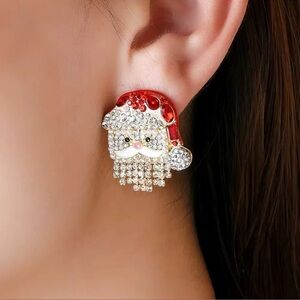 Santa Claus Christmas Red Crystal Earrings